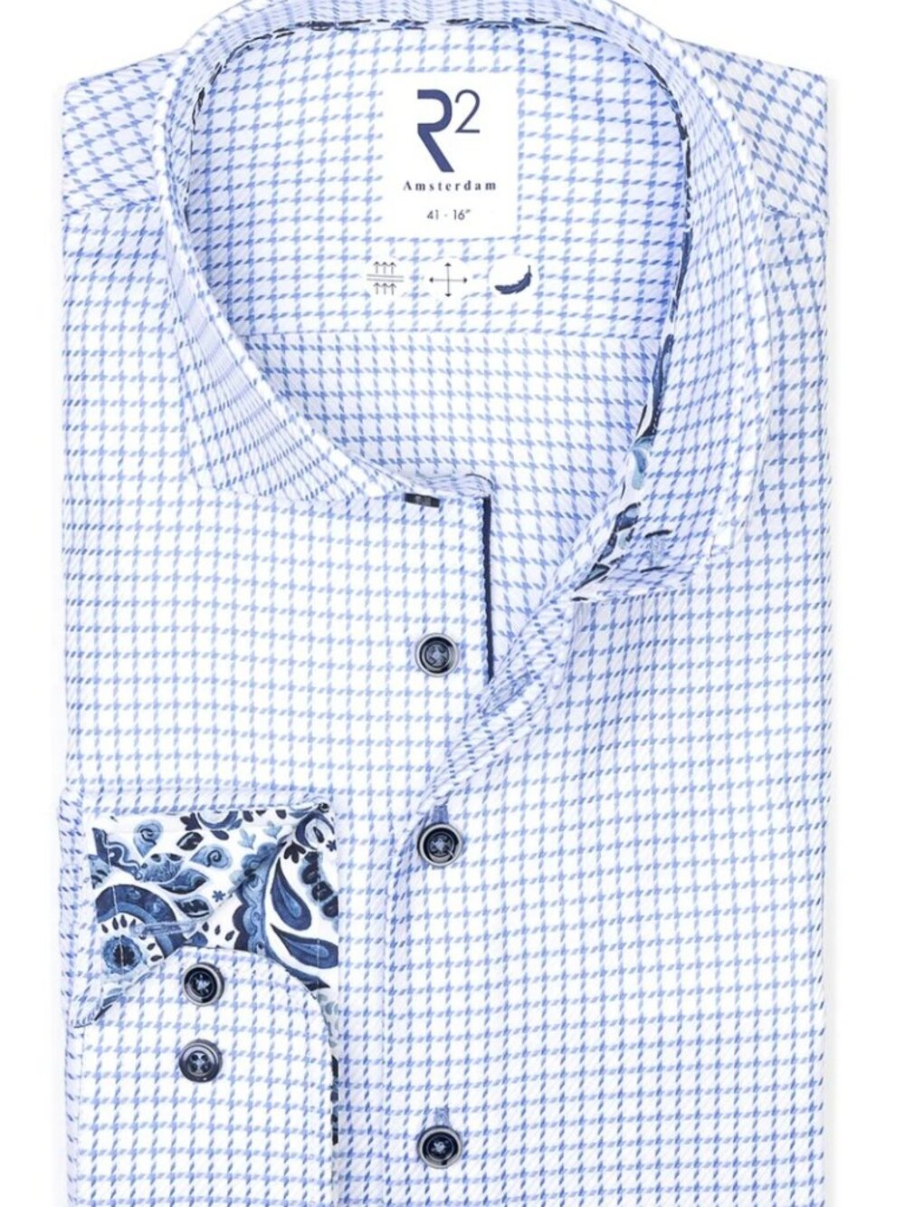 R2 Amsterdam Light Blue Check Heavy Twill Cotton Shirt